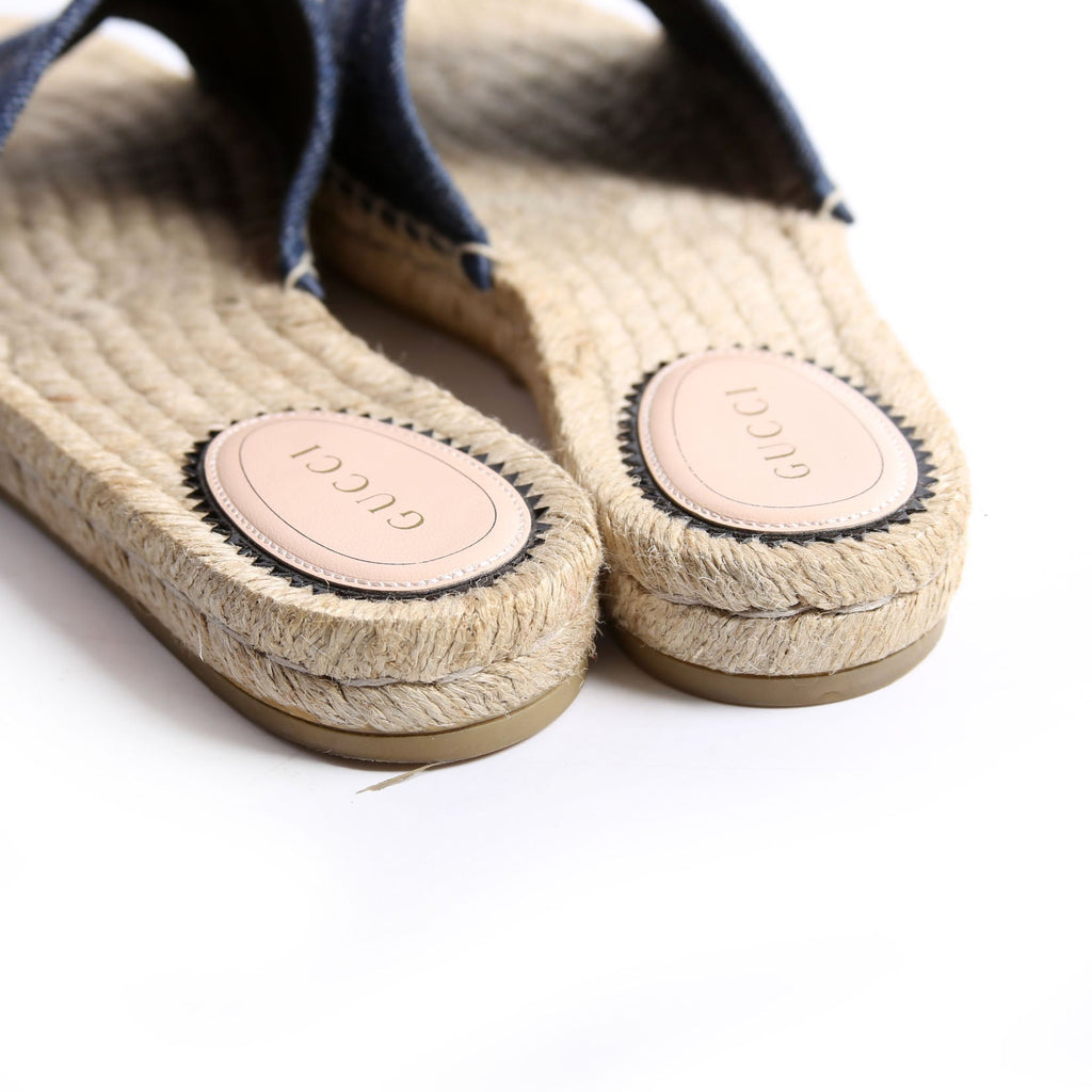Pilar GG Denim Espadrilles Size 36 Blue