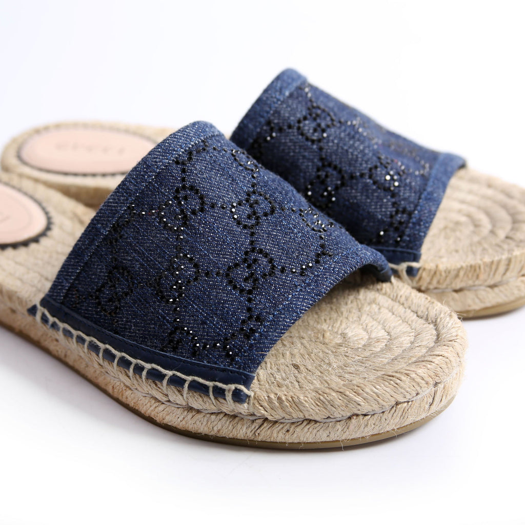 Pilar GG Denim Espadrilles Size 36 Blue