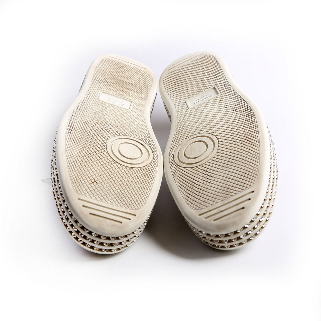Ace Web Bee Crystal Platform Sneakers Size 38.5 White/Navy