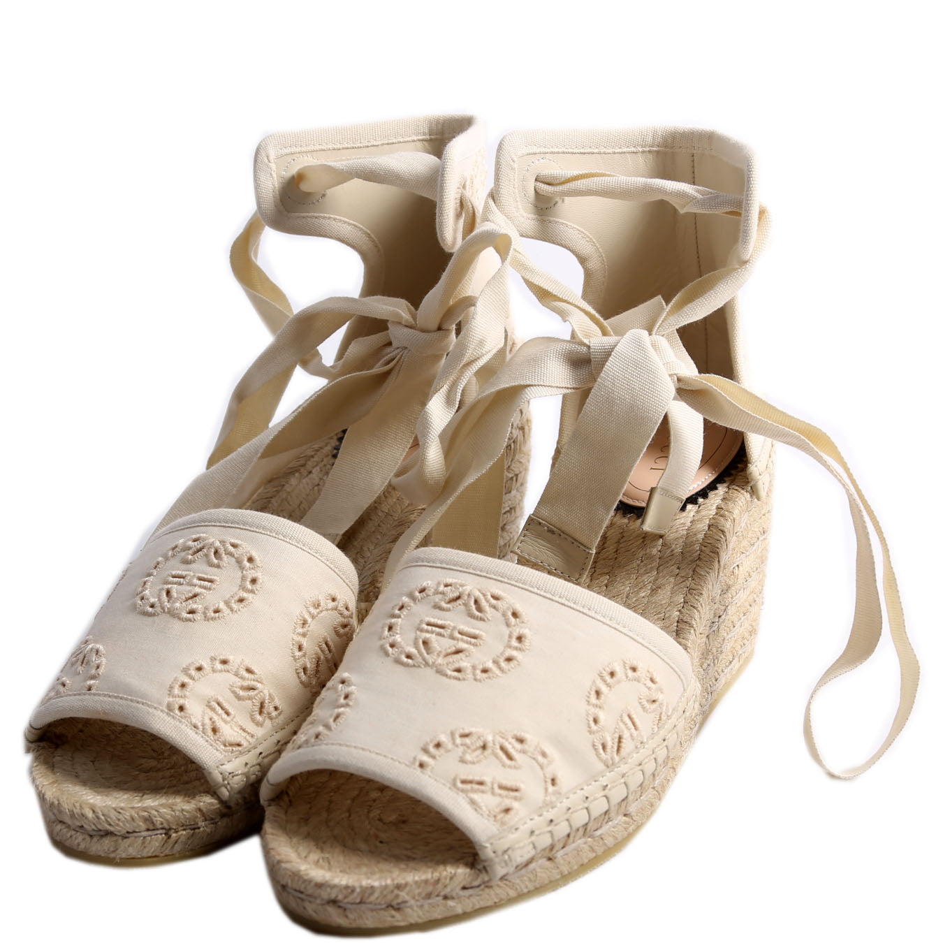 Interlocking G Damita Espadrille Wedges Size 36 Beige