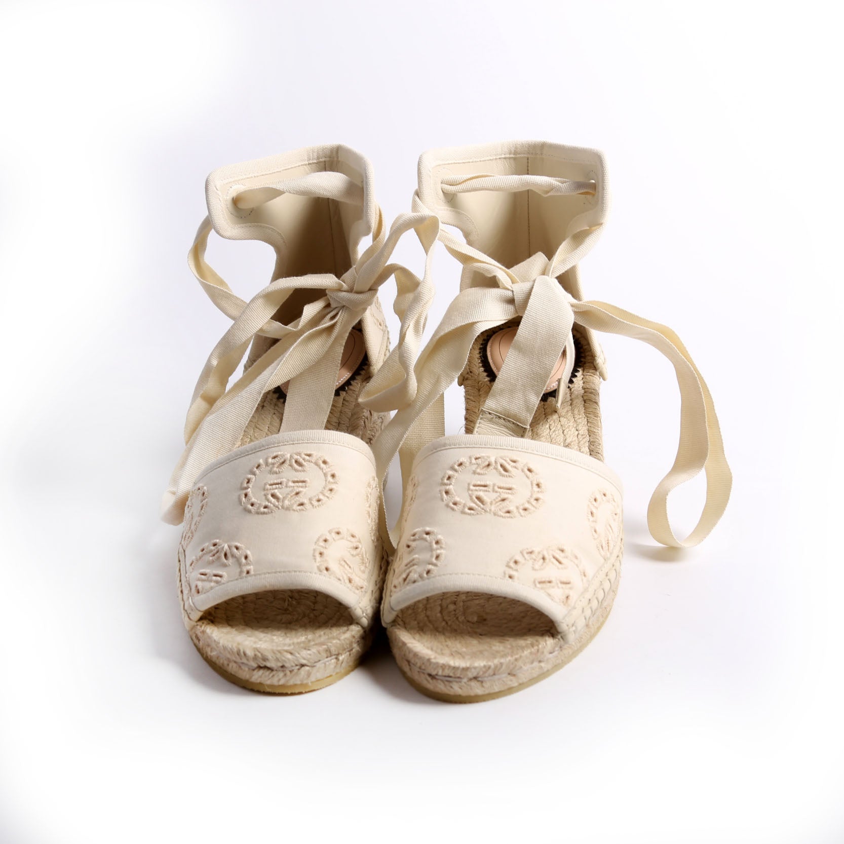 Interlocking G Damita Espadrille Wedges Size 36 Beige