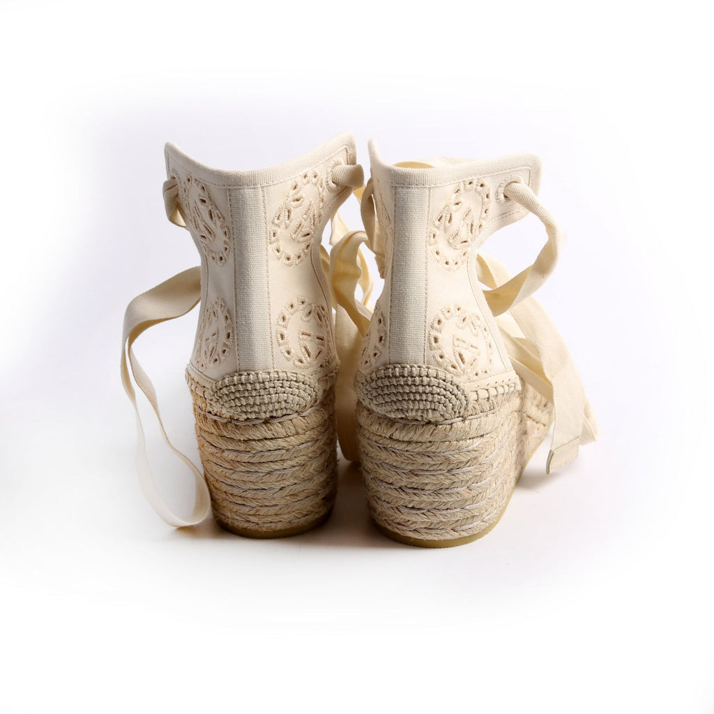 Interlocking G Damita Espadrille Wedges Size 36 Beige