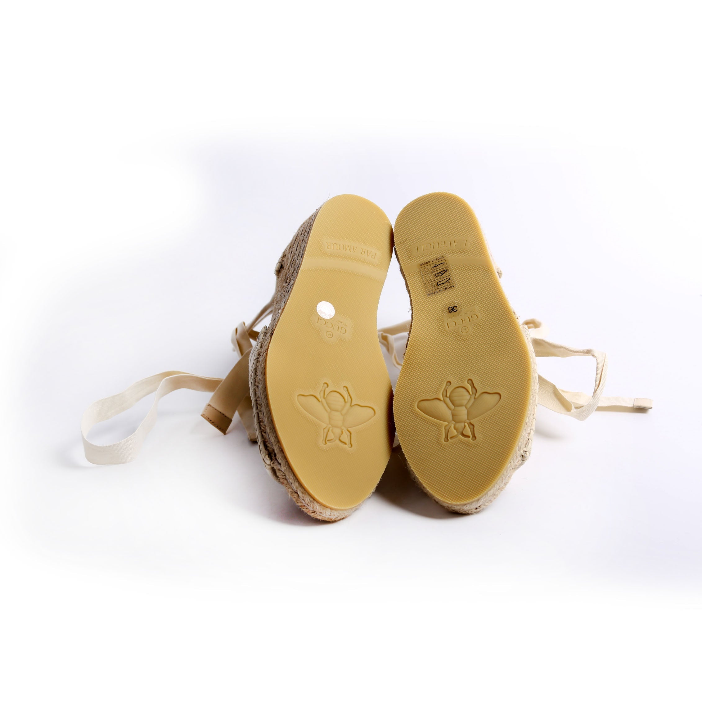 Interlocking G Damita Espadrille Wedges Size 36 Beige