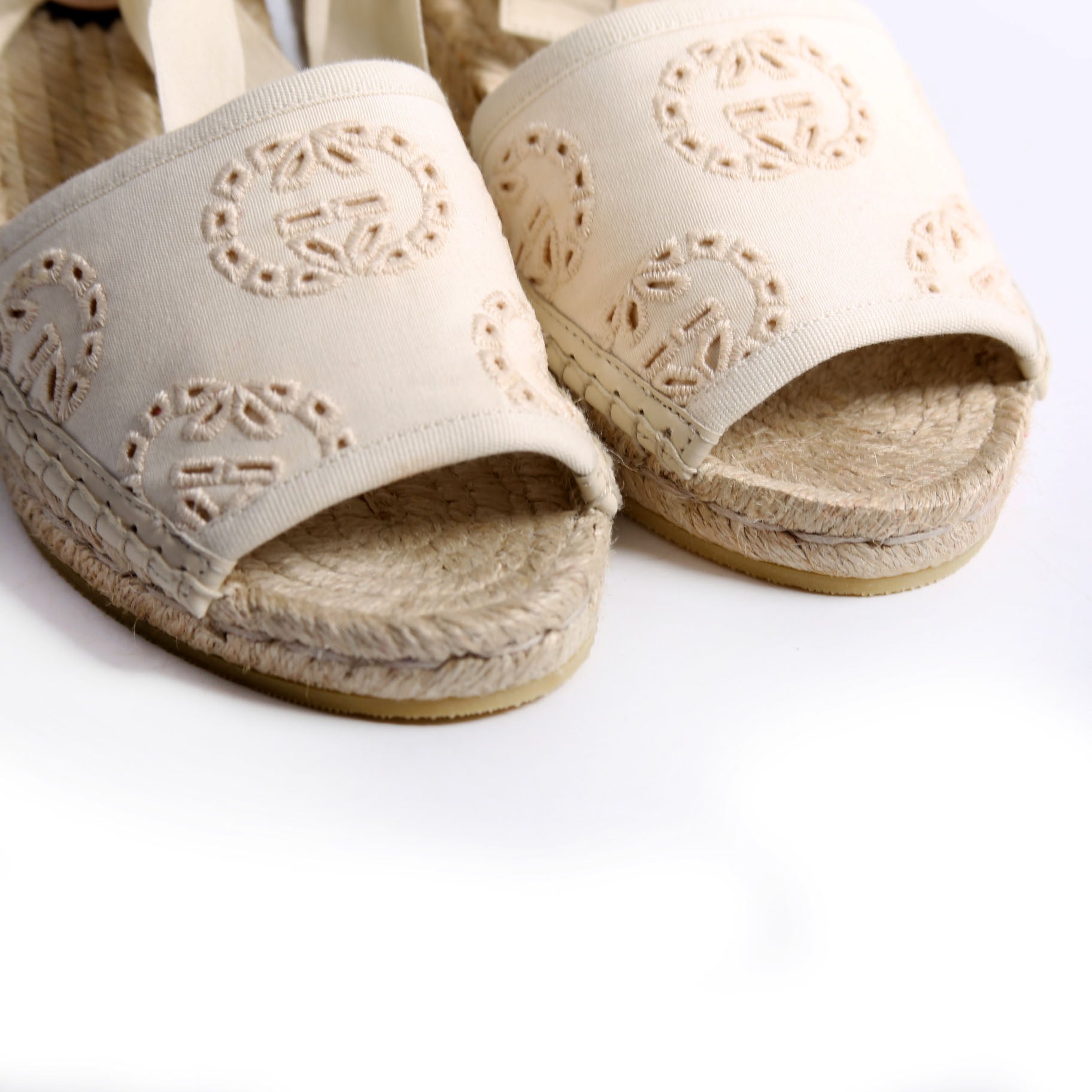 Interlocking G Damita Espadrille Wedges Size 36 Beige