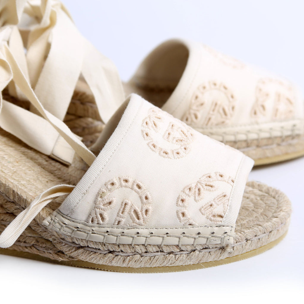 Interlocking G Damita Espadrille Wedges Size 36 Beige
