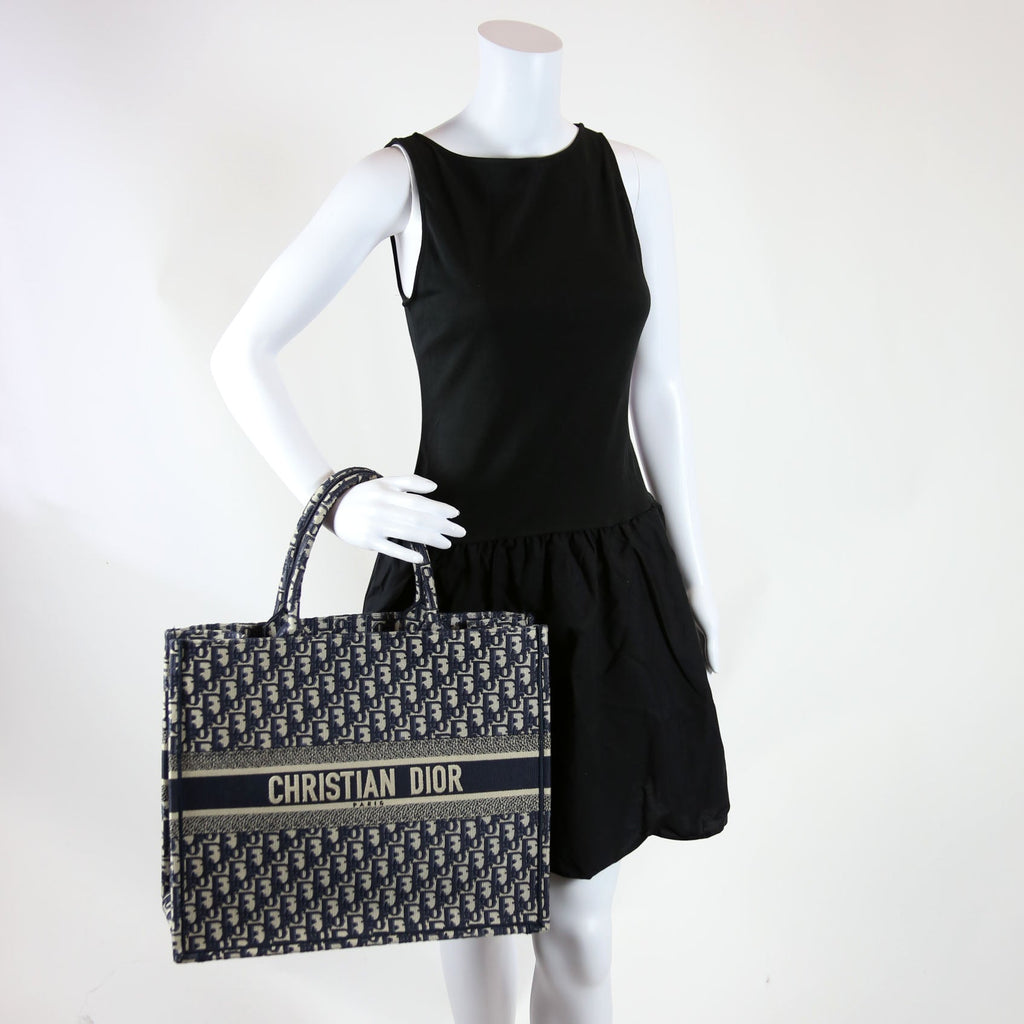 Book Tote Large Navy/Beige