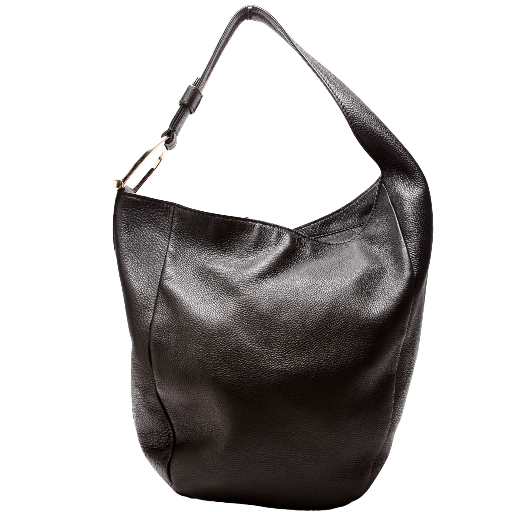257050 Greenwich Leather One Shoulder Bag Black