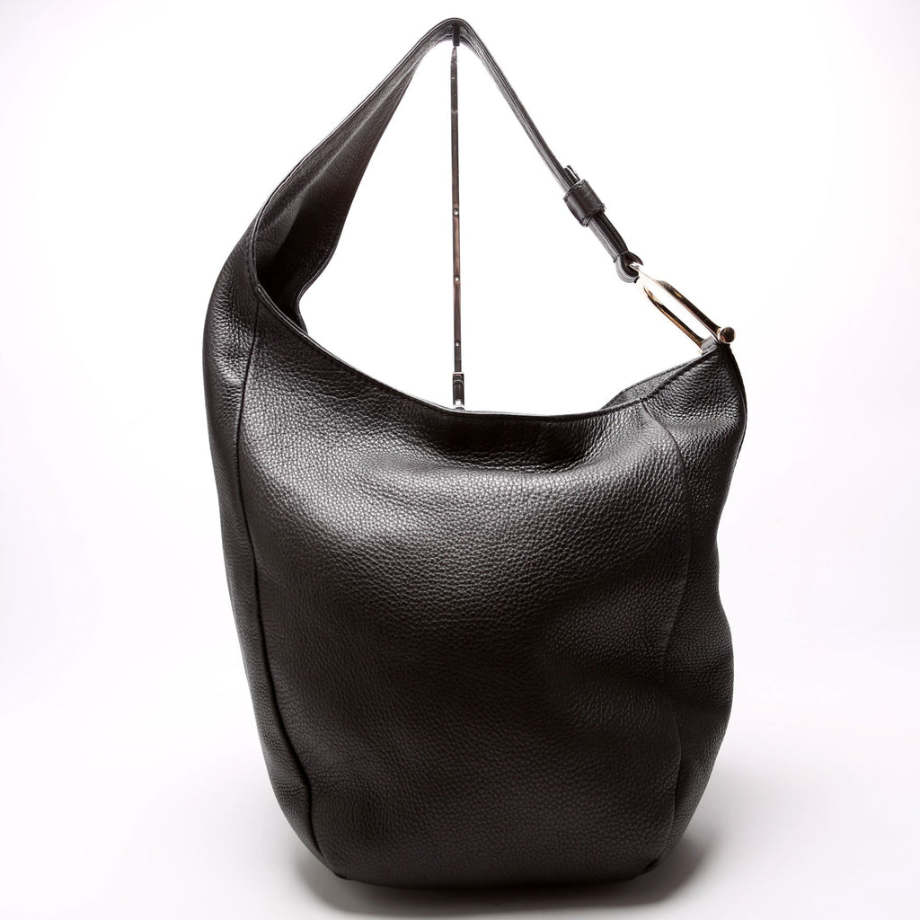 257050 Greenwich Leather One Shoulder Bag Black