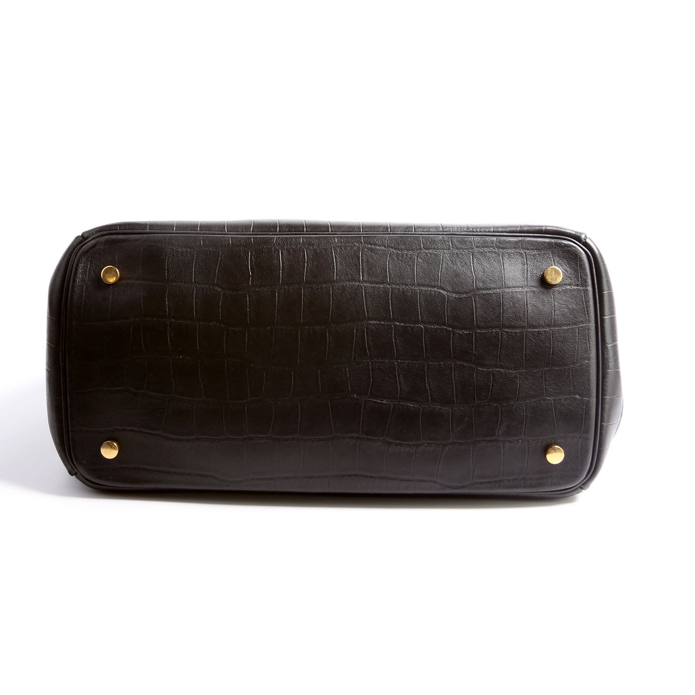 Rocking Horse Tote Crocodile Embossed Medium Black