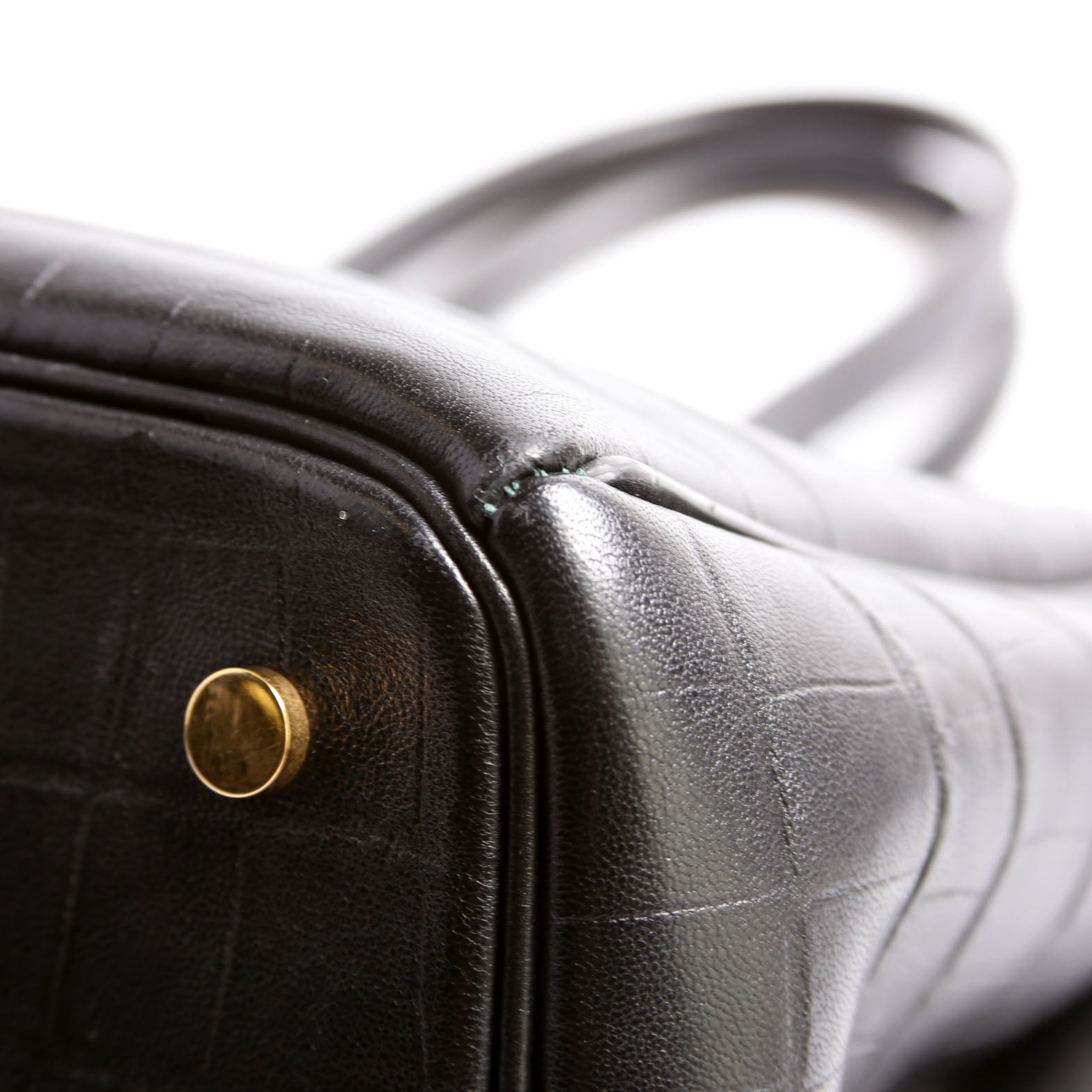 Rocking Horse Tote Crocodile Embossed Medium Black