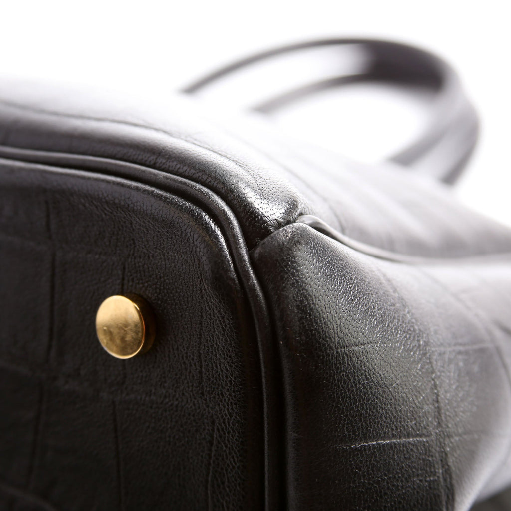 Rocking Horse Tote Crocodile Embossed Medium Black