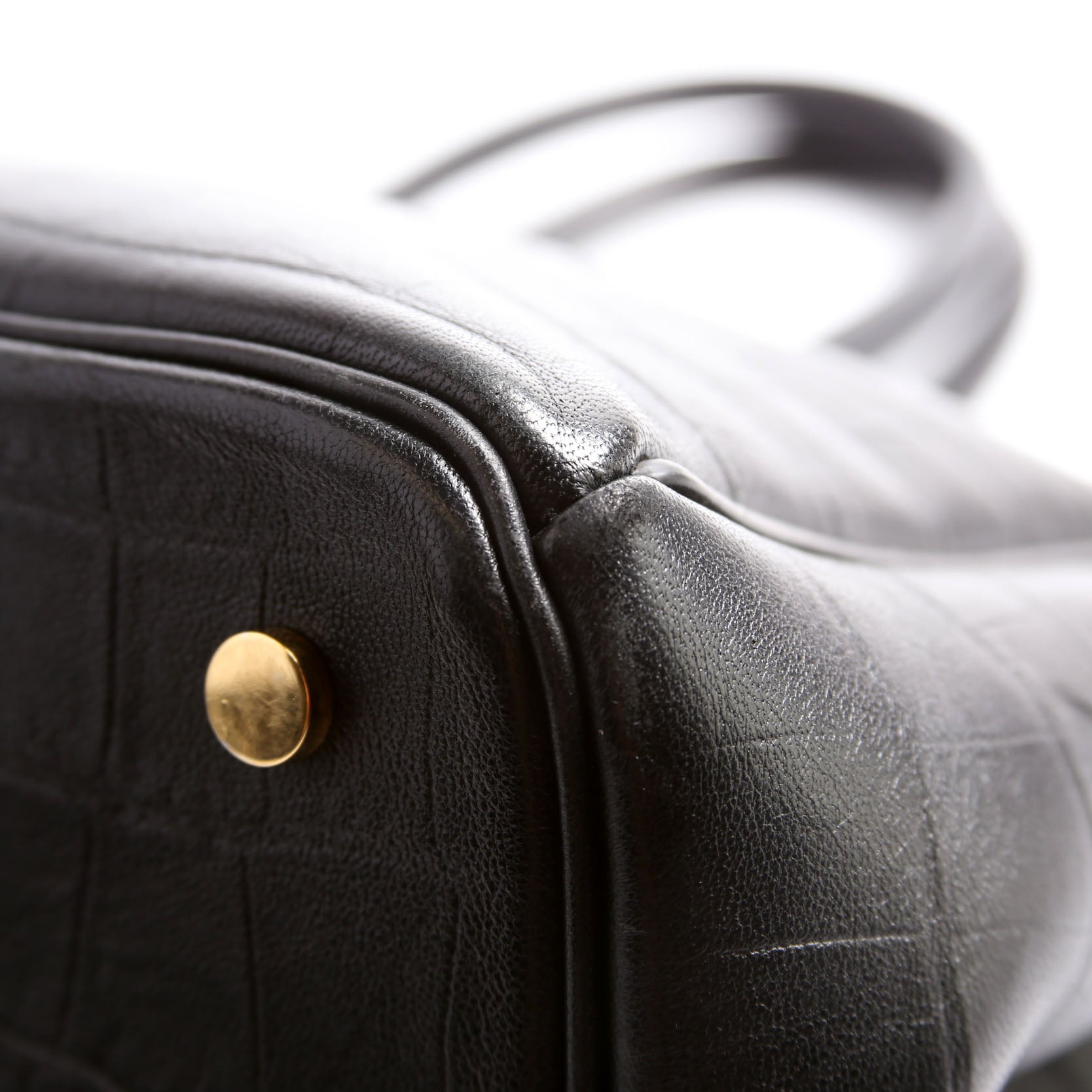 Rocking Horse Tote Crocodile Embossed Medium Black