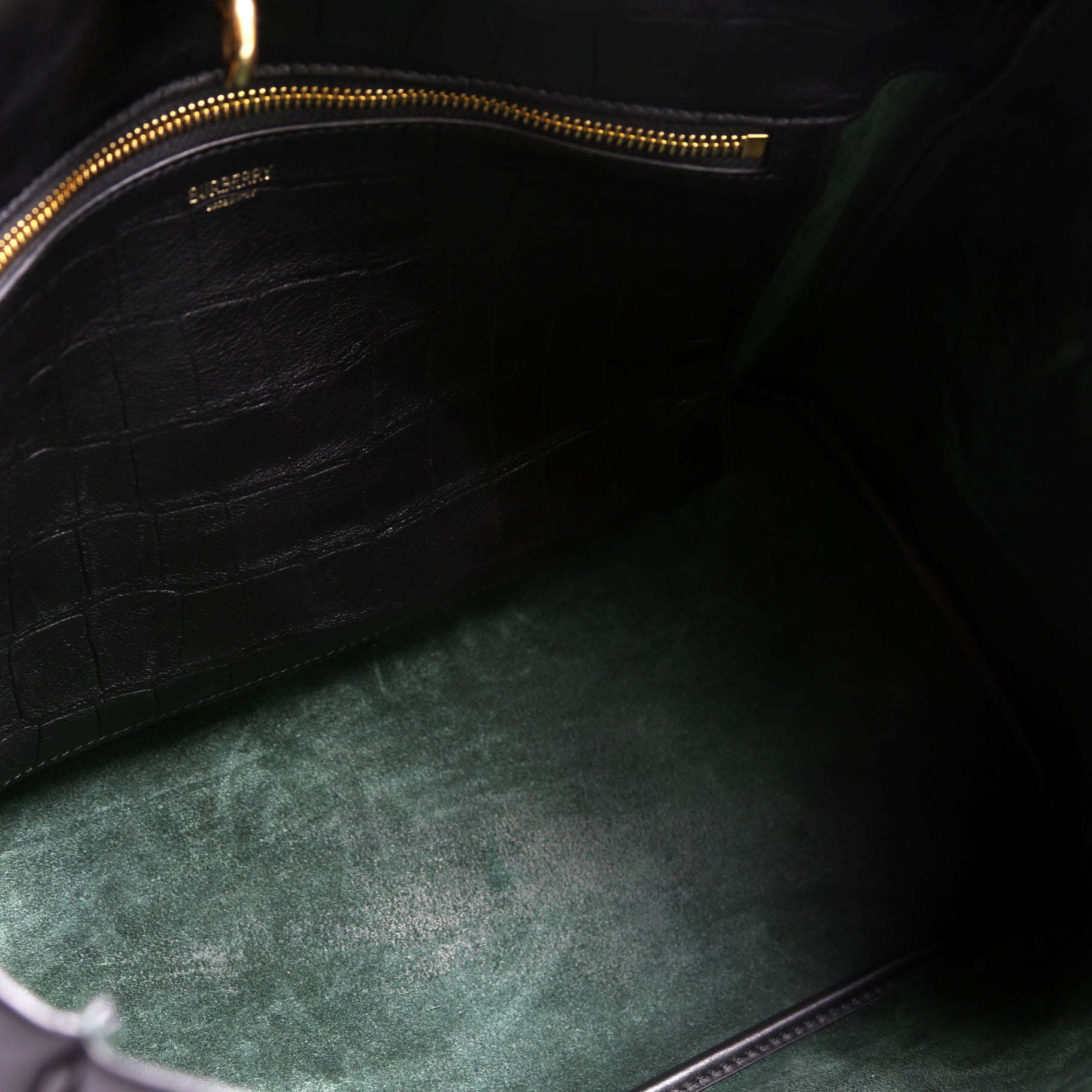 Rocking Horse Tote Crocodile Embossed Medium Black