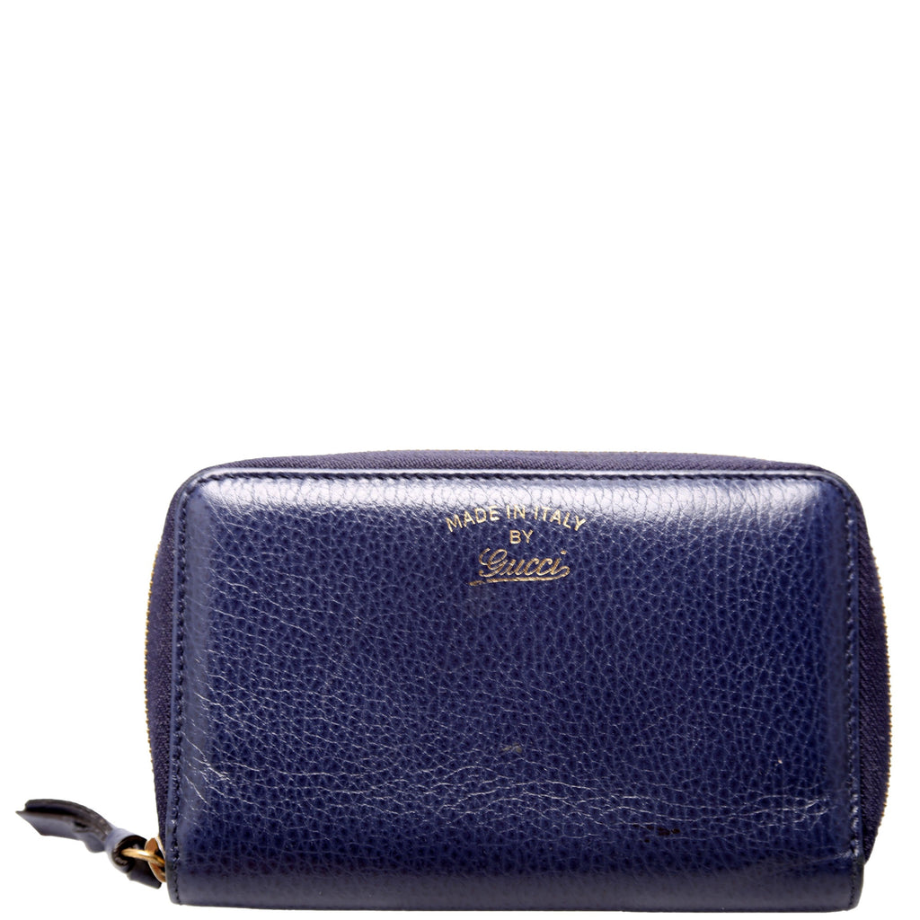 354497 Compact Leather Zip Wallet Navy