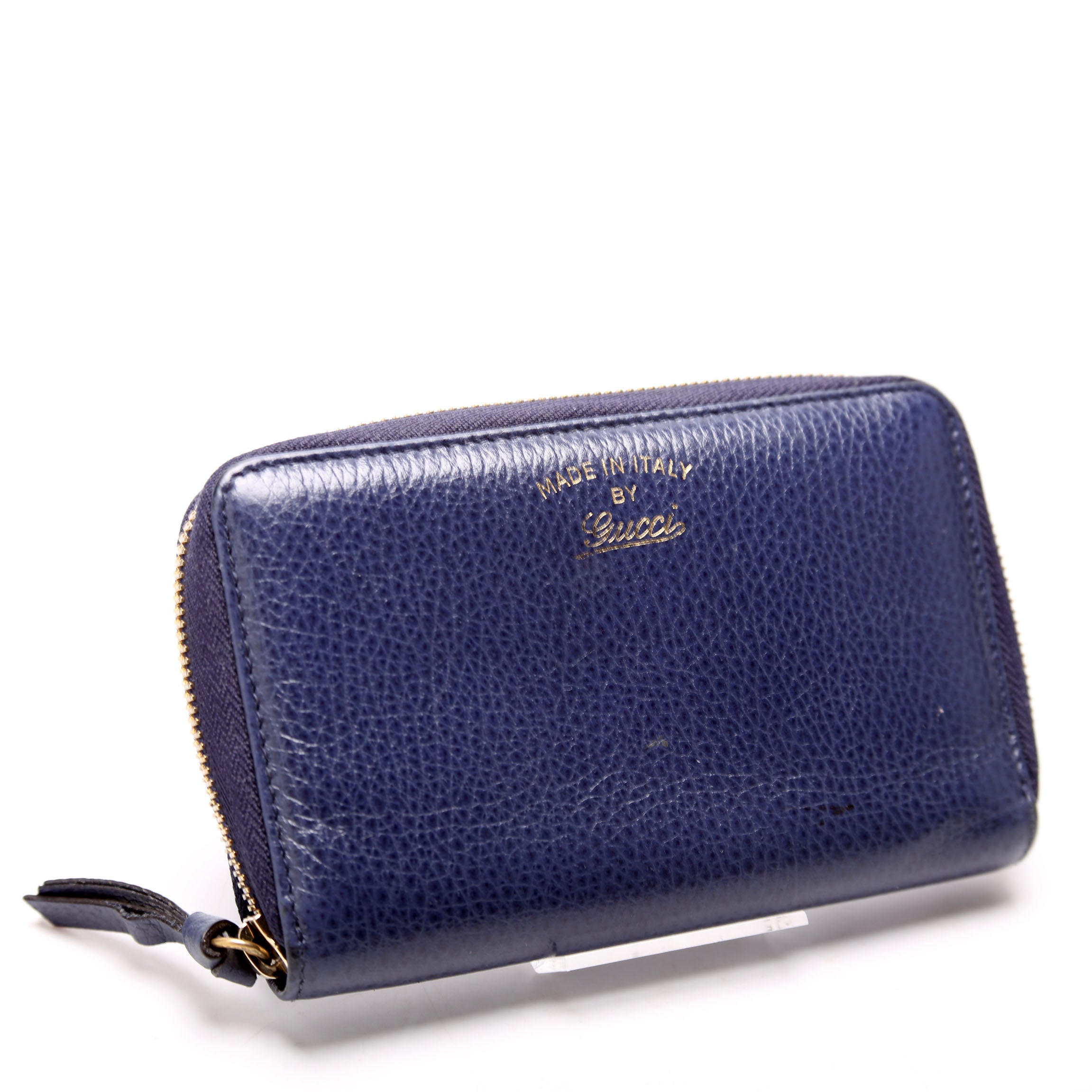 354497 Compact Leather Zip Wallet Navy