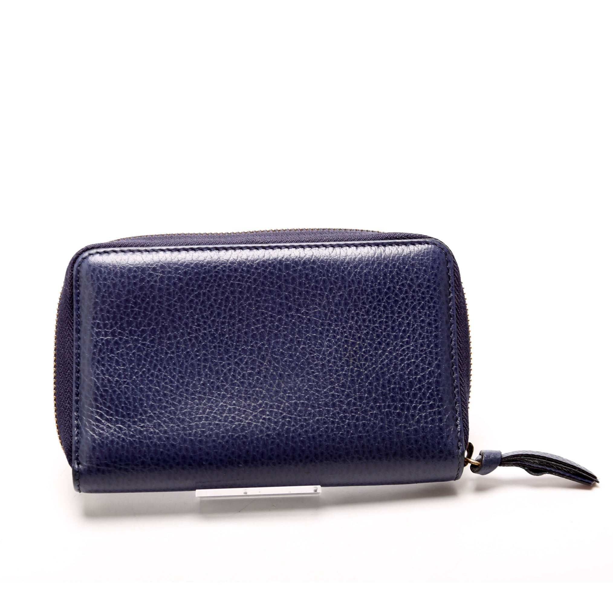 354497 Compact Leather Zip Wallet Navy