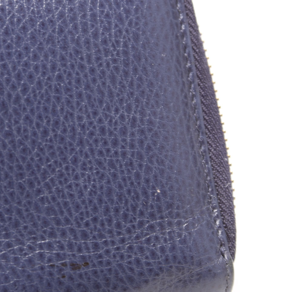 354497 Compact Leather Zip Wallet Navy