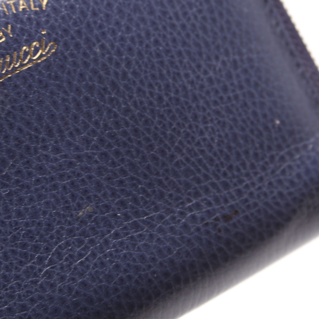 354497 Compact Leather Zip Wallet Navy