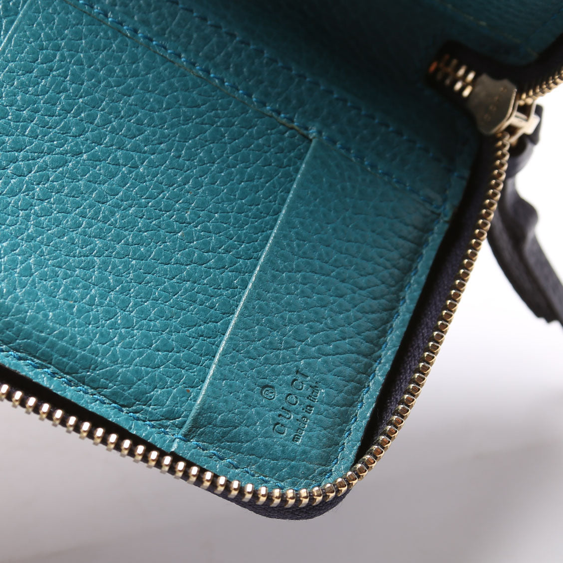 354497 Compact Leather Zip Wallet Navy