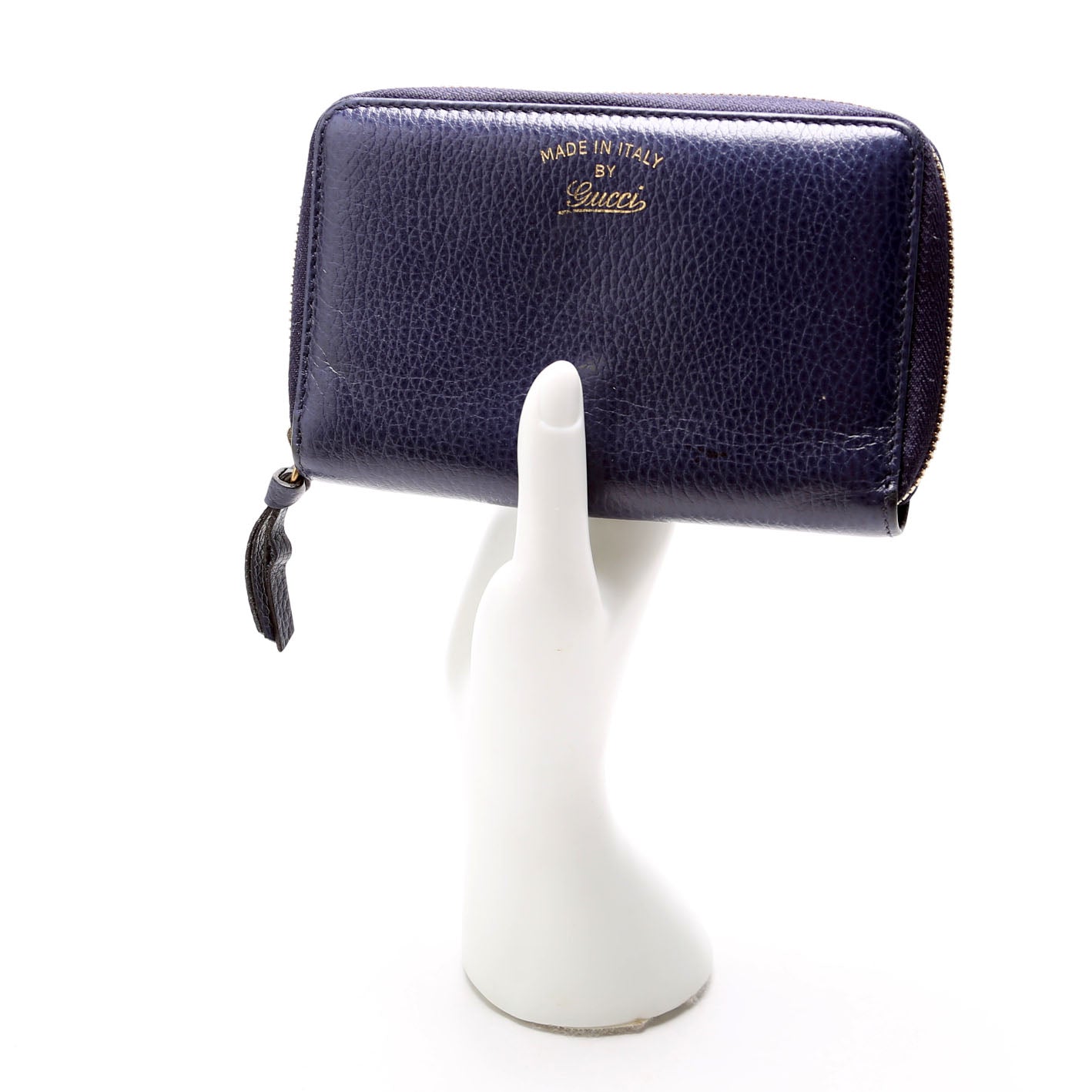 354497 Compact Leather Zip Wallet Navy