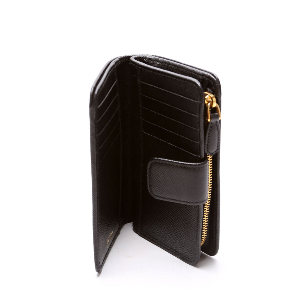 Saffiano Metal French Purse Black