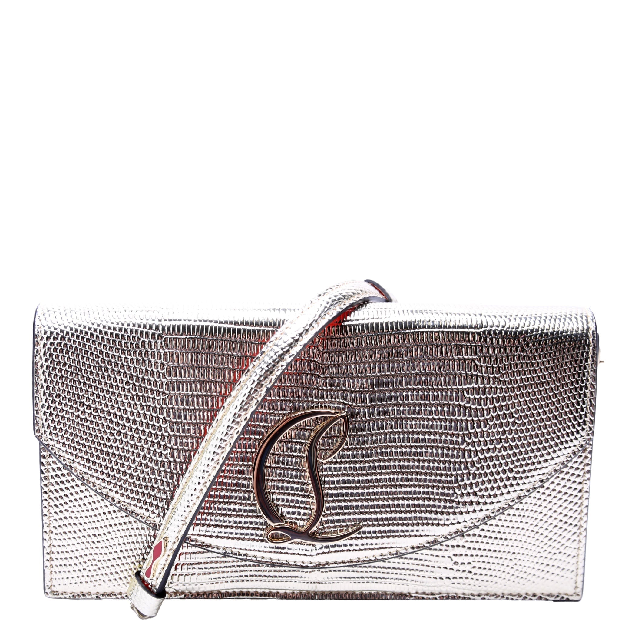 Loubi54 Lizard Embossed Clutch Gold
