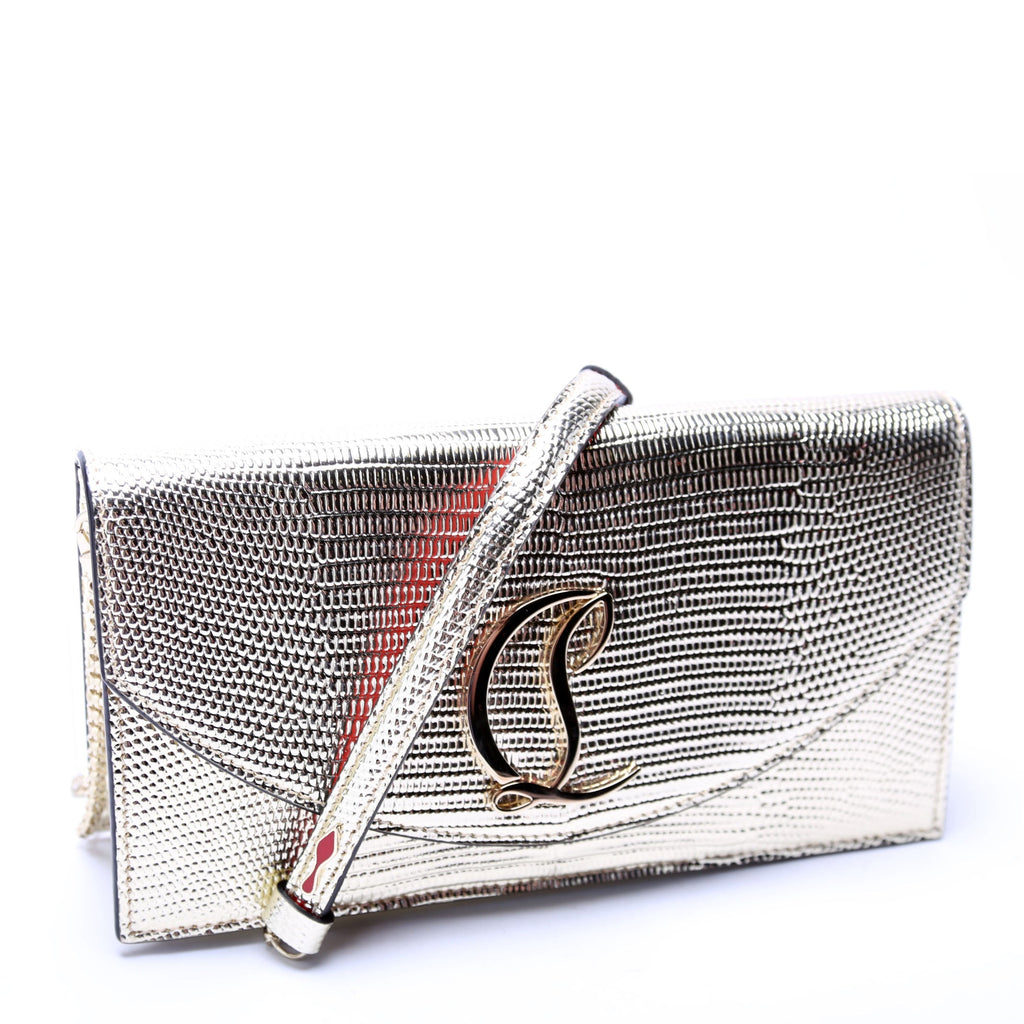 Loubi54 Lizard Embossed Clutch Gold