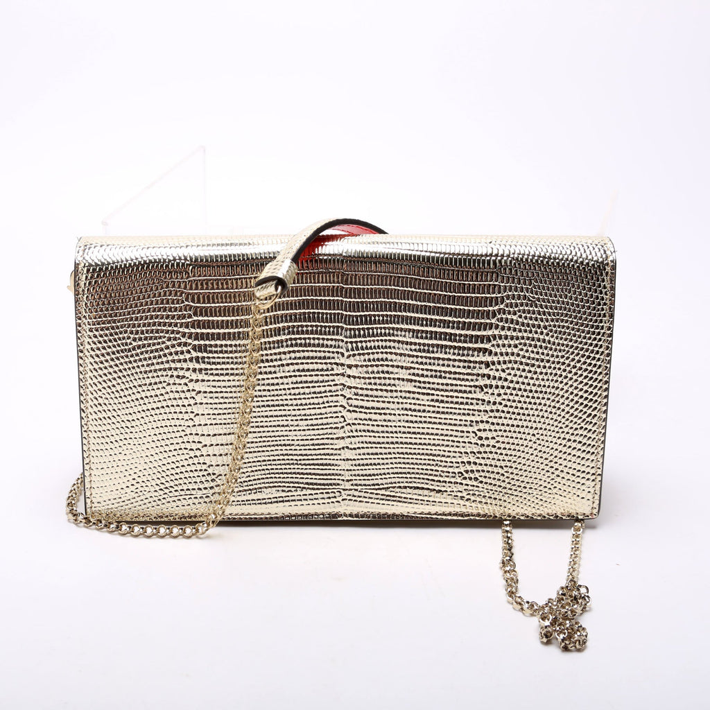 Loubi54 Lizard Embossed Clutch Gold