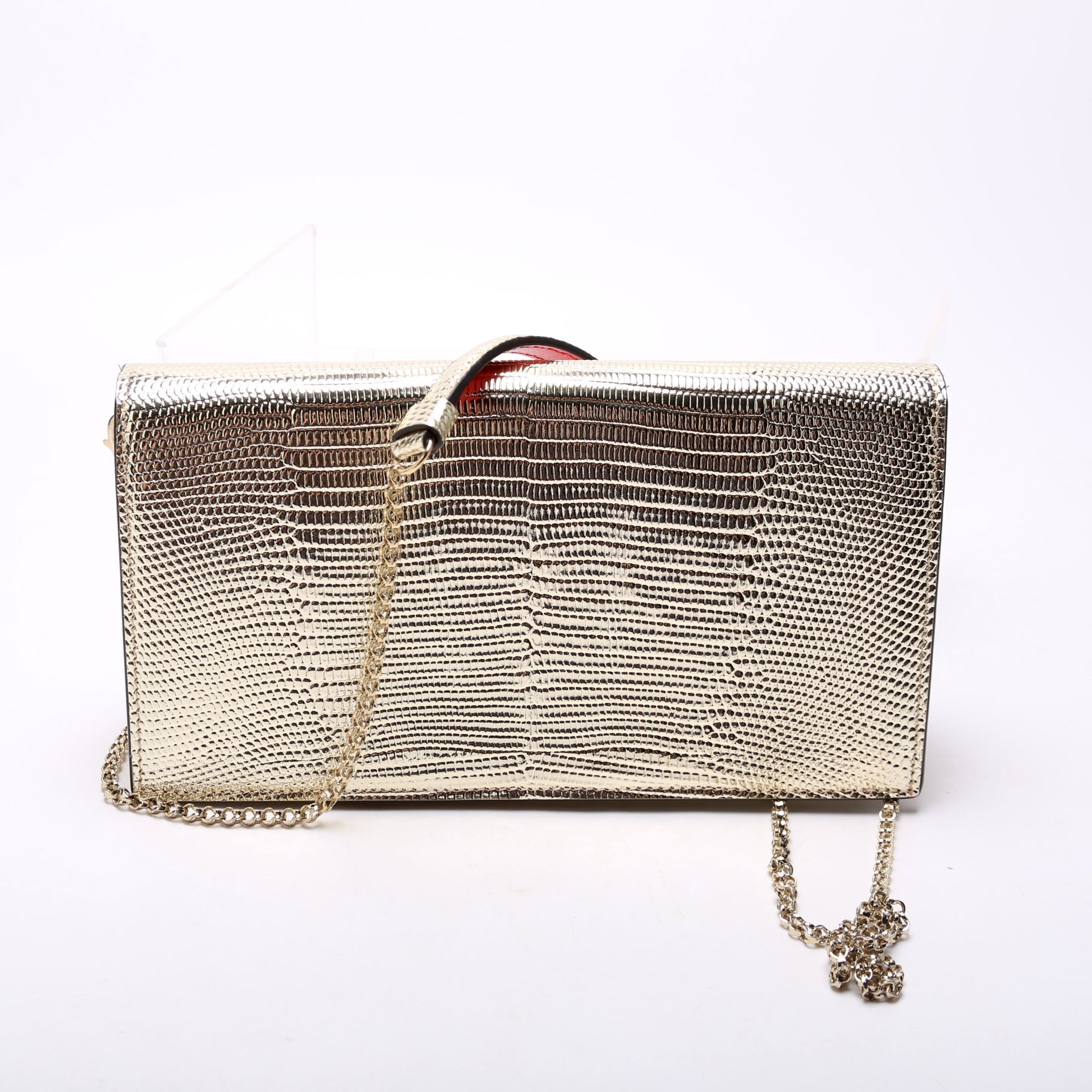 Loubi54 Lizard Embossed Clutch Gold