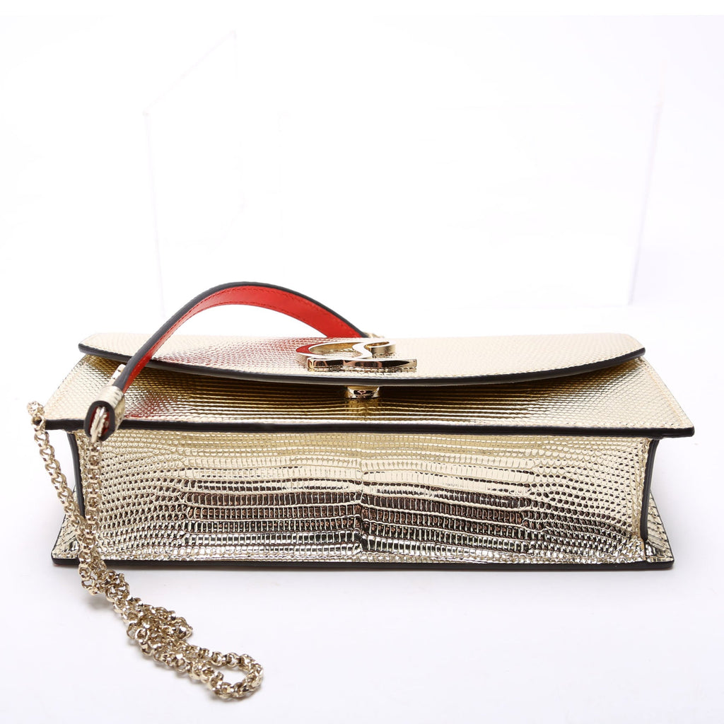 Loubi54 Lizard Embossed Clutch Gold