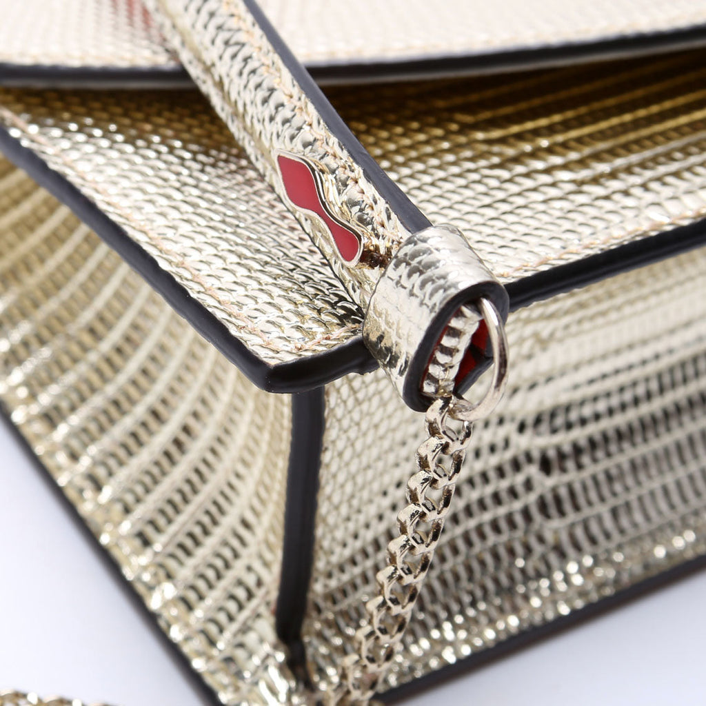 Loubi54 Lizard Embossed Clutch Gold
