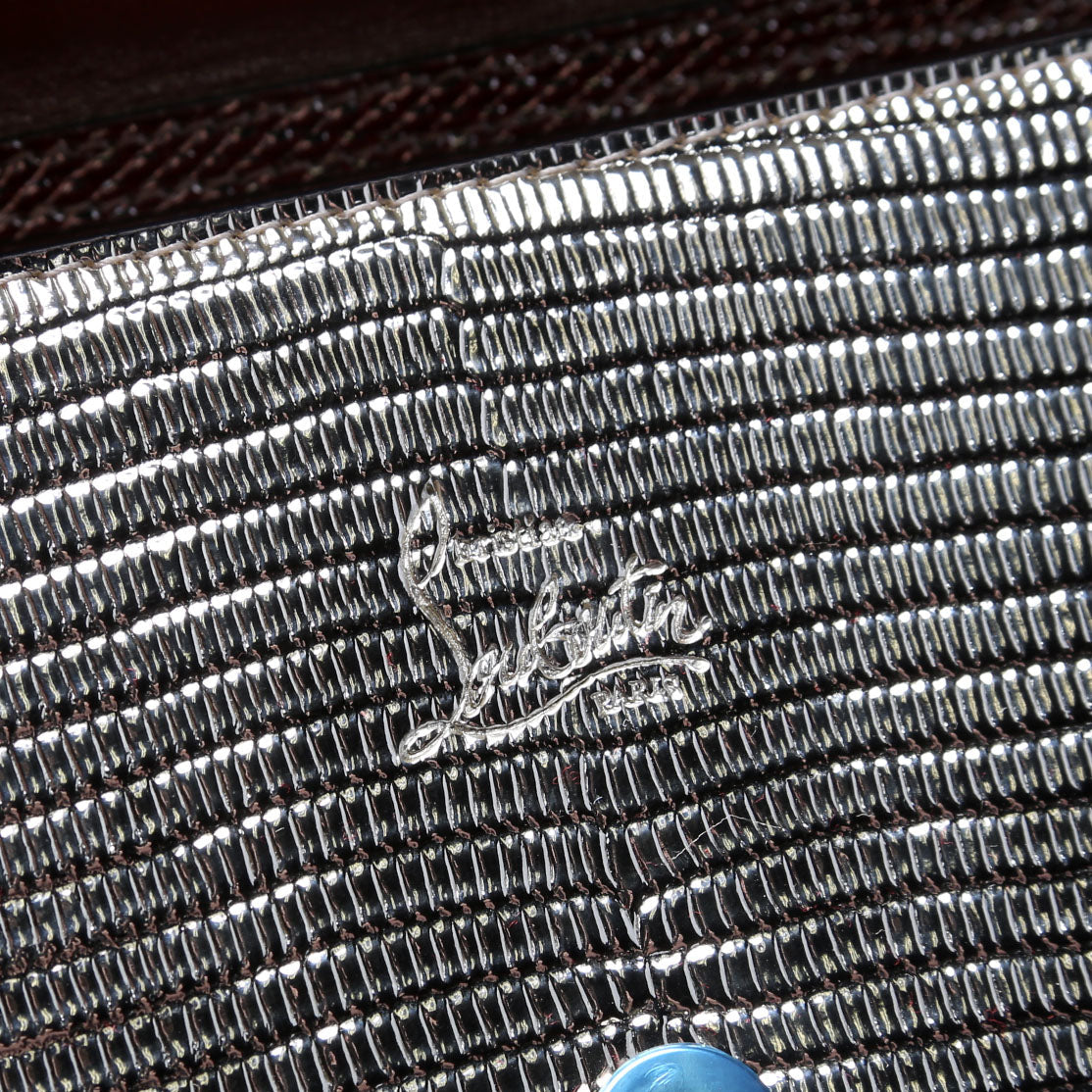 Loubi54 Lizard Embossed Clutch Gold