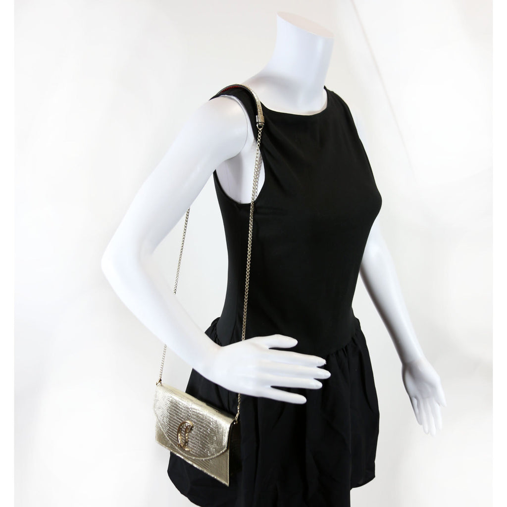 Loubi54 Lizard Embossed Clutch Gold
