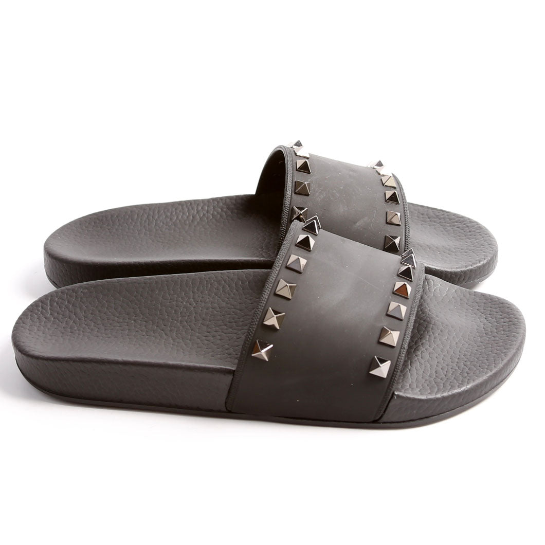 Rockstud Rubber Slides Size 38 Black