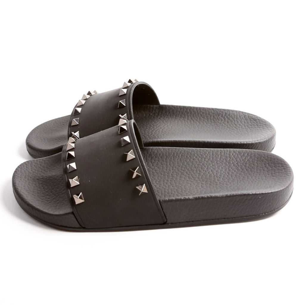 Rockstud Rubber Slides Size 38 Black