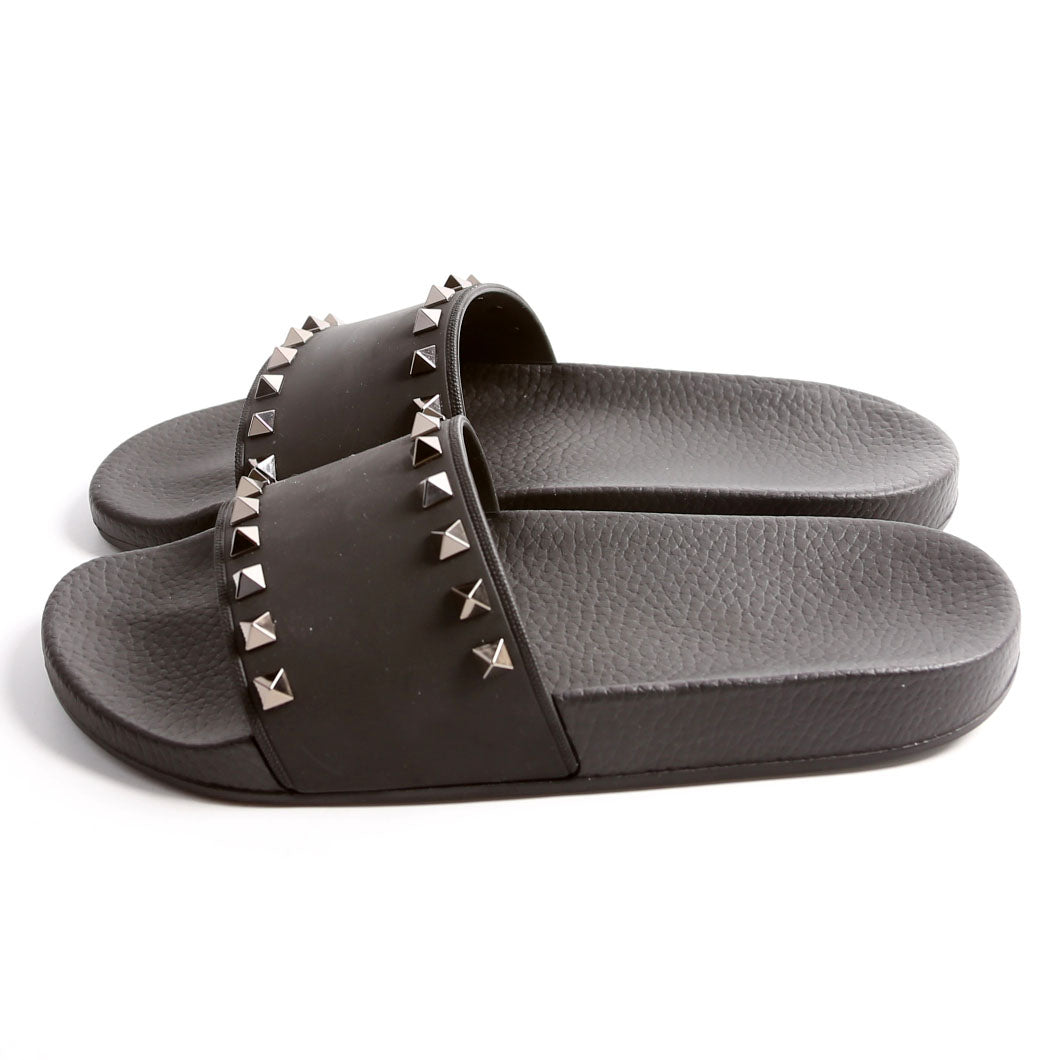 Rockstud Rubber Slides Size 38 Black