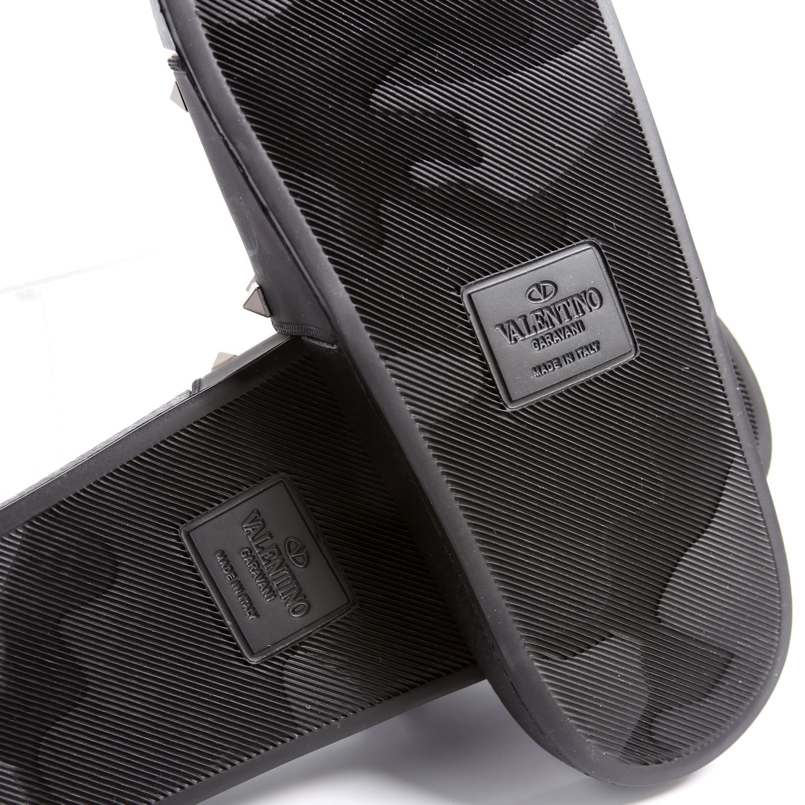 Rockstud Rubber Slides Size 38 Black