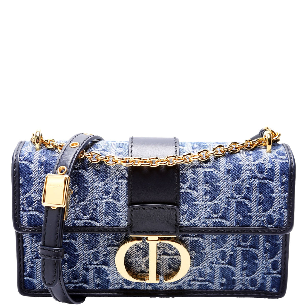 30 Montaigne E/W Denim Chain Bag