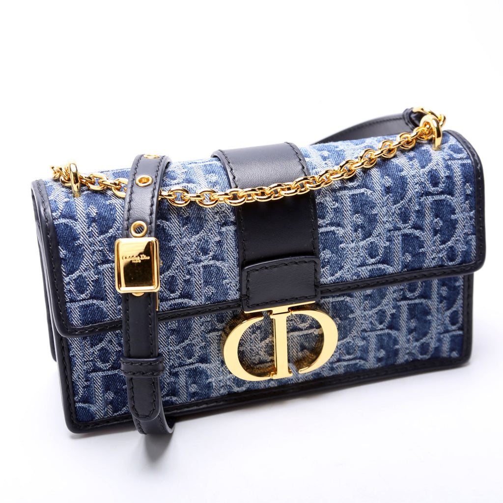 30 Montaigne E/W Denim Chain Bag