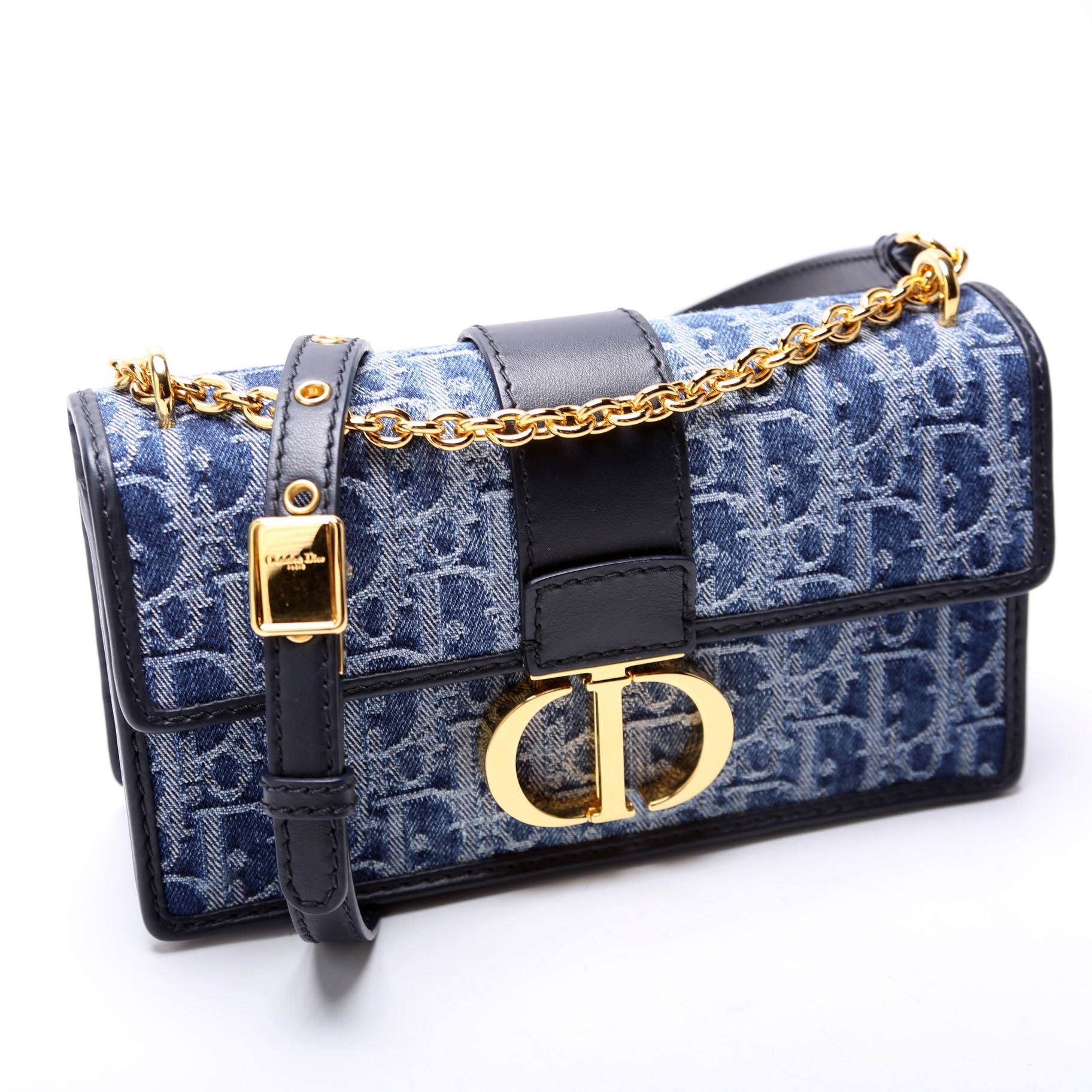 30 Montaigne E/W Denim Chain Bag