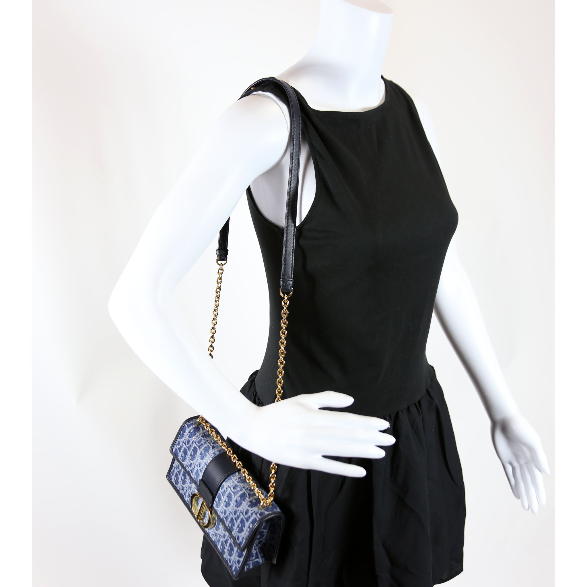 30 Montaigne E/W Denim Chain Bag