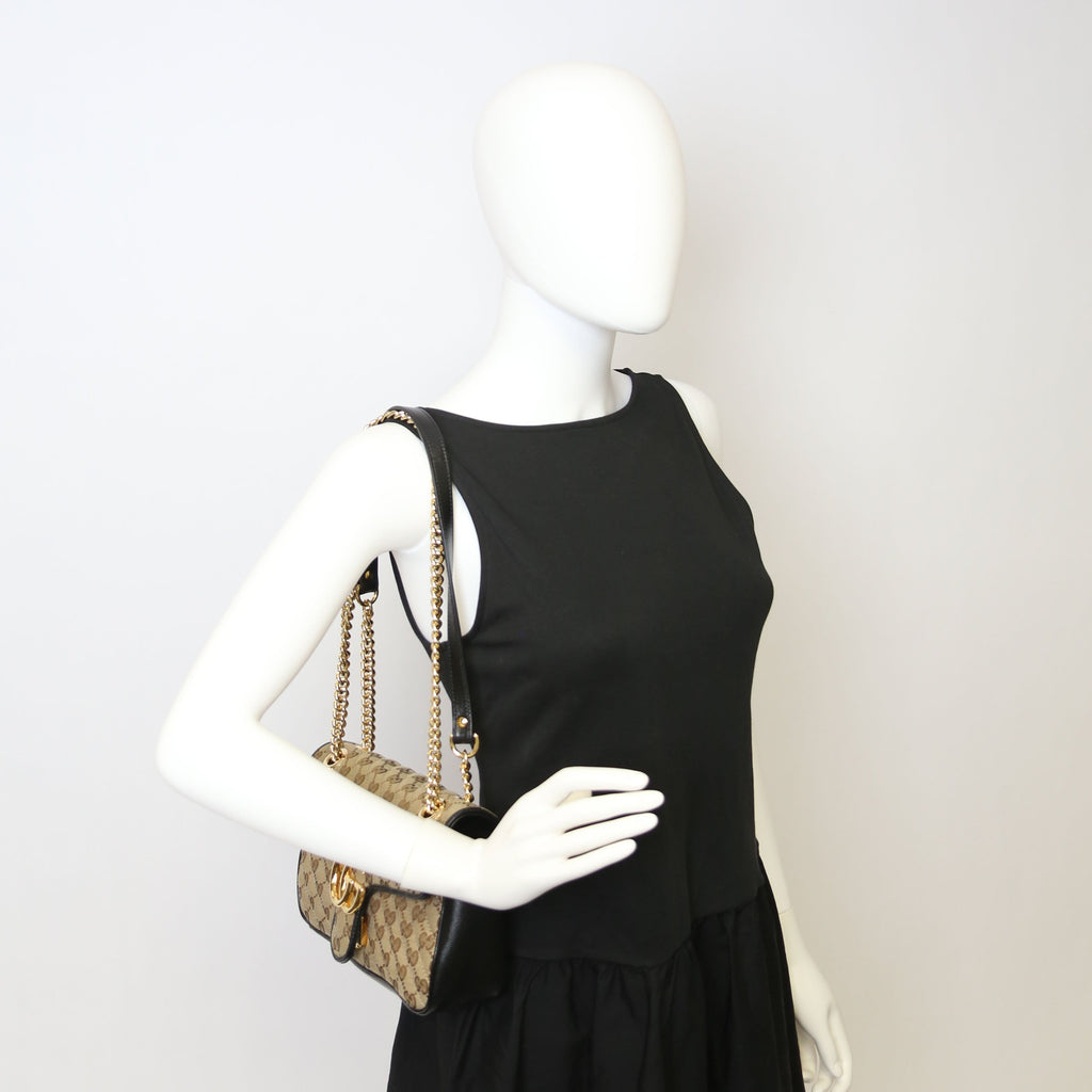 443497 Marmont GG Canvas Shoulder Small Flap