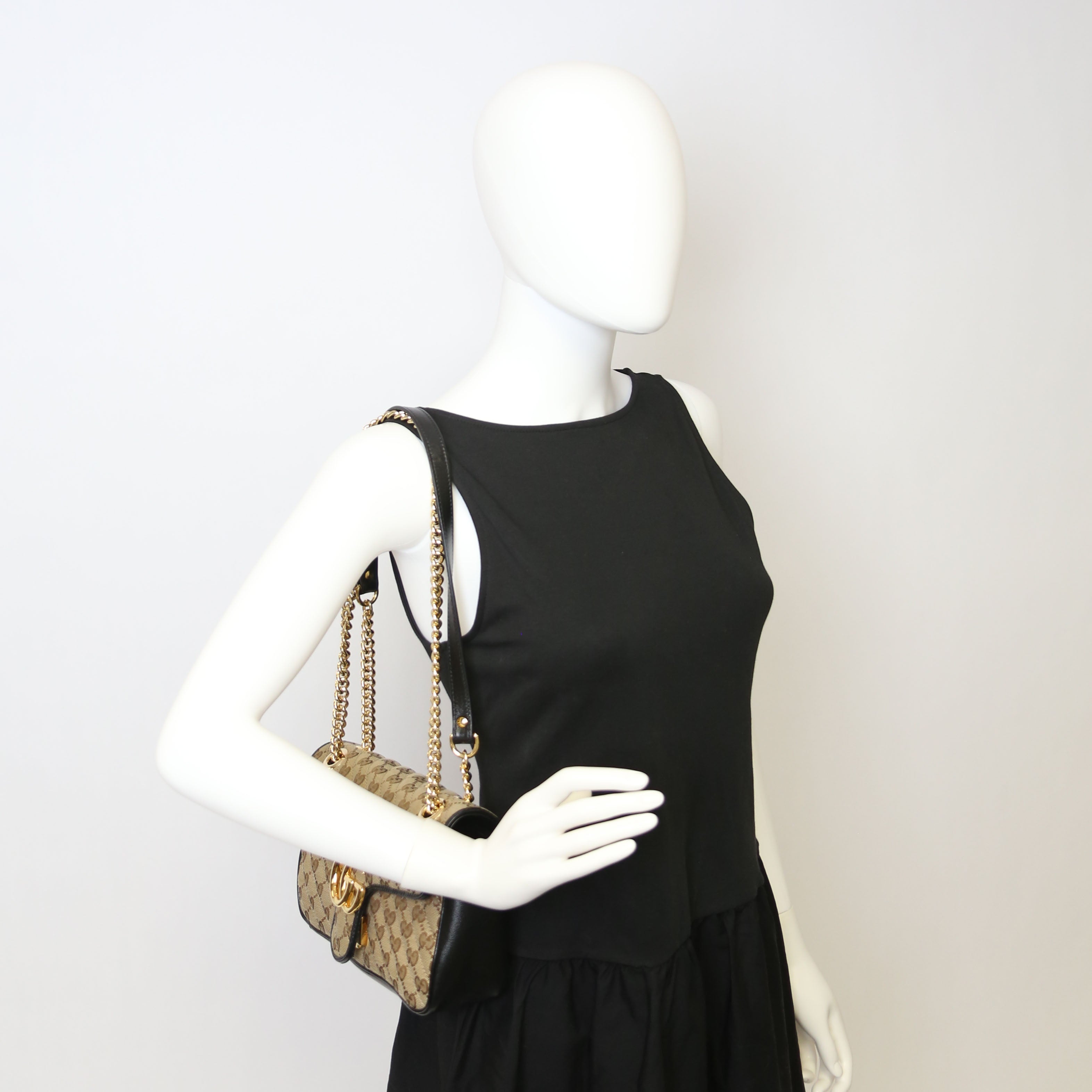 443497 Marmont GG Canvas Shoulder Small Flap