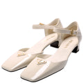 Triangle Logo Patent Square Toe Pumps Size 38