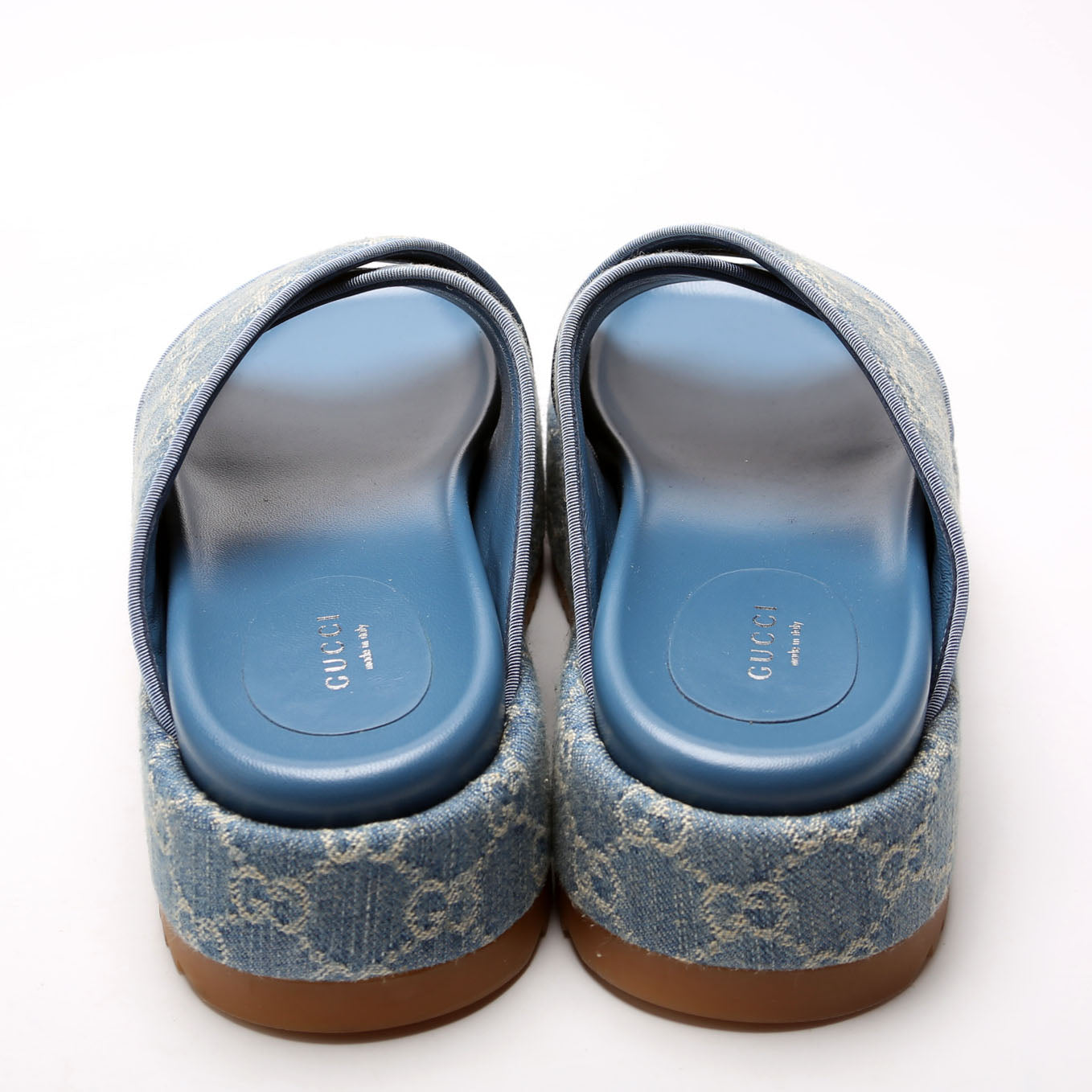 GG Denim CrissCross Platform Sandal Size 38