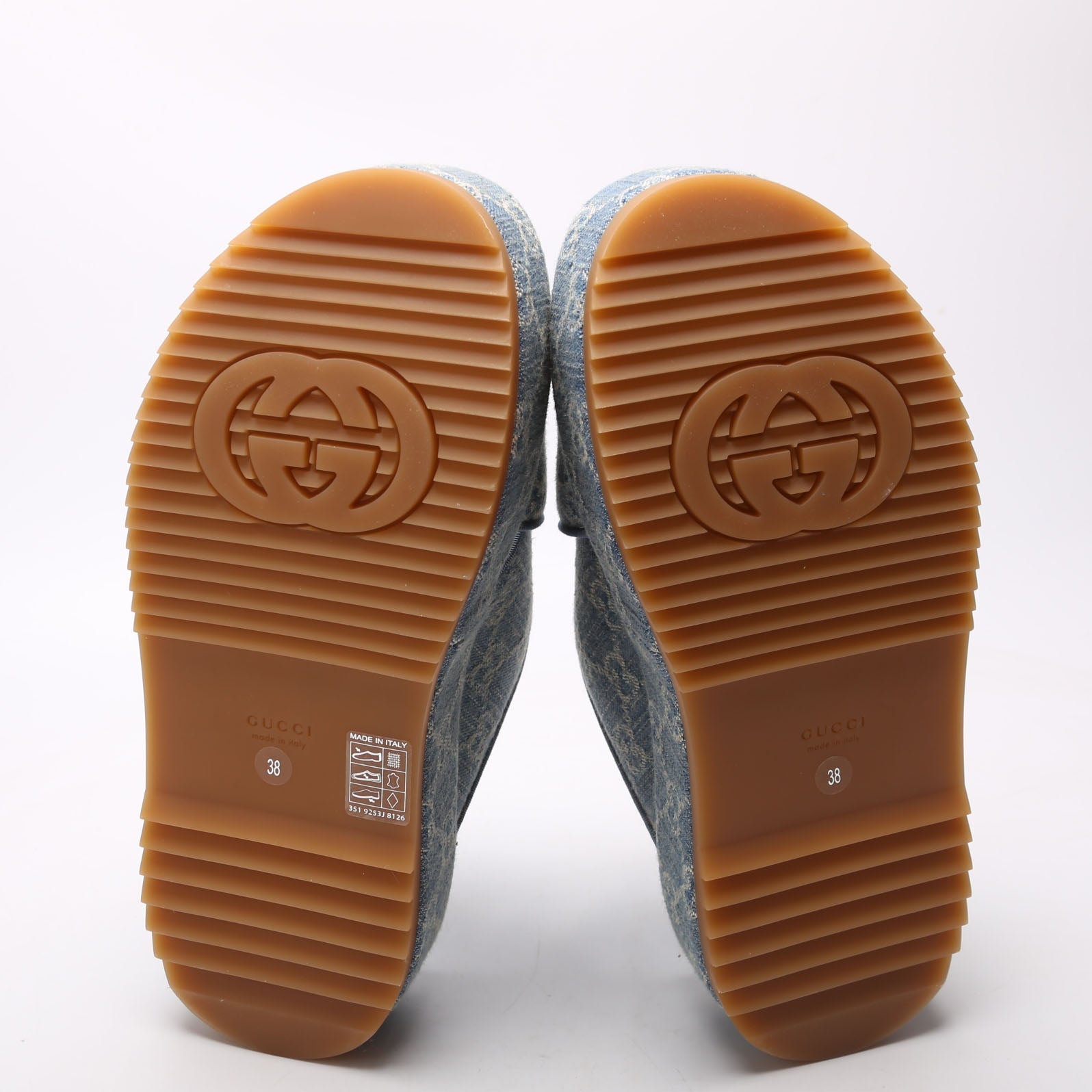 GG Denim CrissCross Platform Sandal Size 38