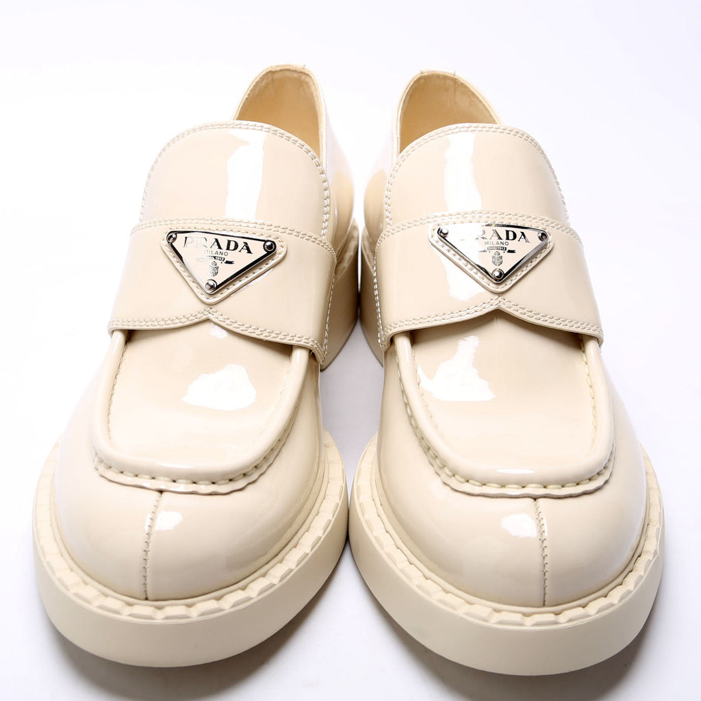Triangle Logo Pat Loafers Size 39 Cream