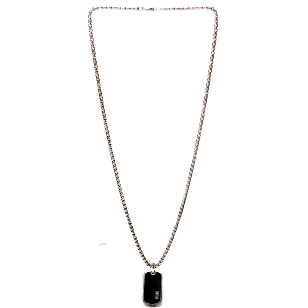 Dog Tag Long Necklace 925/Onyx