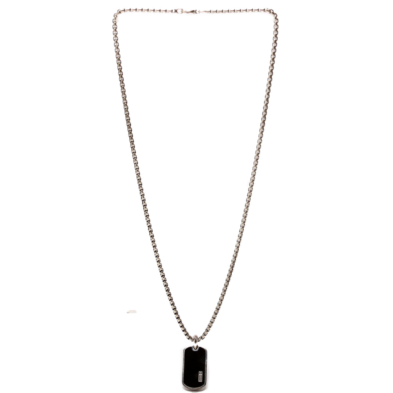 Dog Tag Long Necklace 925/Onyx