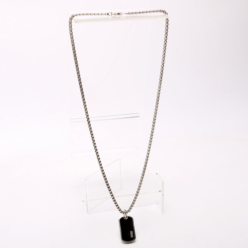 Dog Tag Long Necklace 925/Onyx